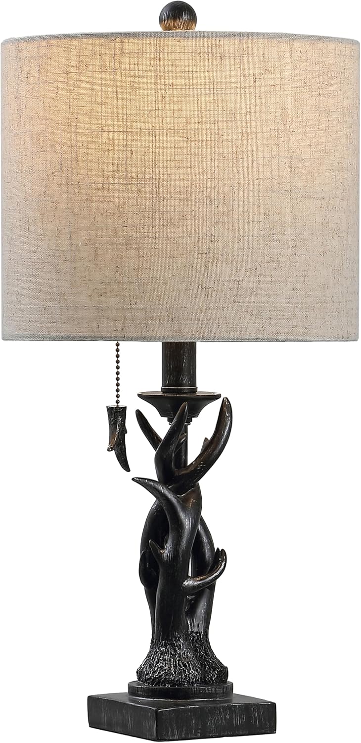 JONATHAN Y Gaston Rustic Faux Antler Resin Table Lamp 20.5", Brown
