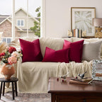 GIGIZAZA Burgundy Pillow Covers 26x26: Pack of 2 Throw Pillows Soft Solid Covers - Image 2
