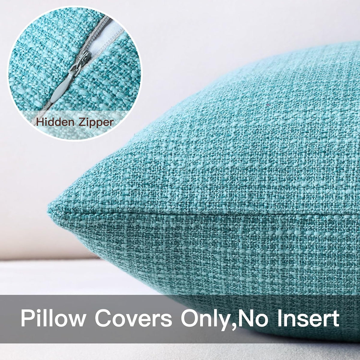 Artscope Outdoor Waterproof Throw Pillow Covers 18x18 Inch Decorative Linen Outdoor Pillows Cushion Case for Patio Couch Sofa - Turquoise