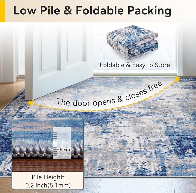 Washable Area Rugs 3x6 Non-Slip Modern Abstract Soft - Image 6