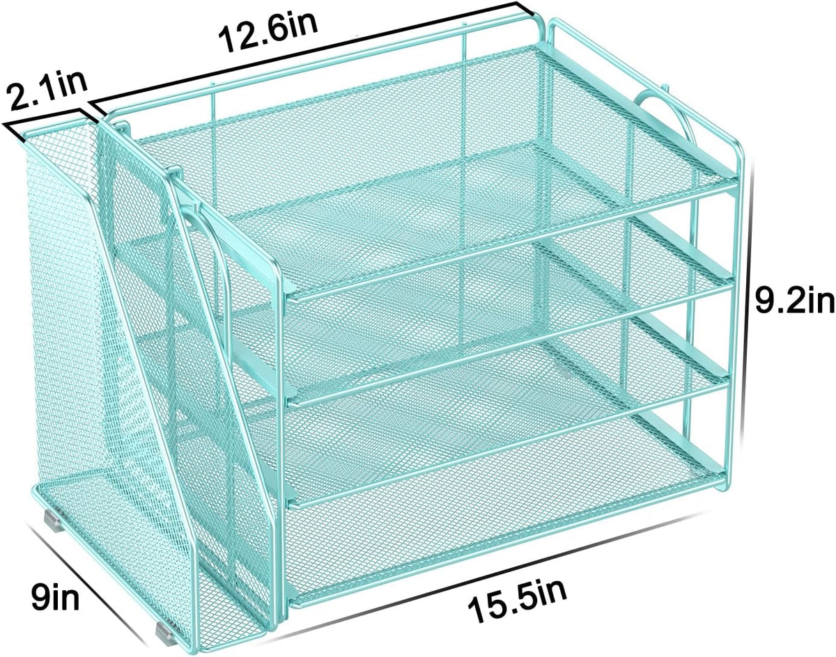 Spacrea 4-Tier Paper Organizer for Desk with File Organizer