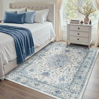 Area Rugs 4'x5' Washable Non-Slip, Floral Vintage Distress Print Pattern - Image 2