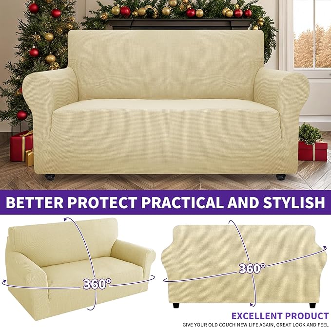 ZNSAYOTX Super Stretch Couch Cover Love Seat Sofa Covers - Image 2