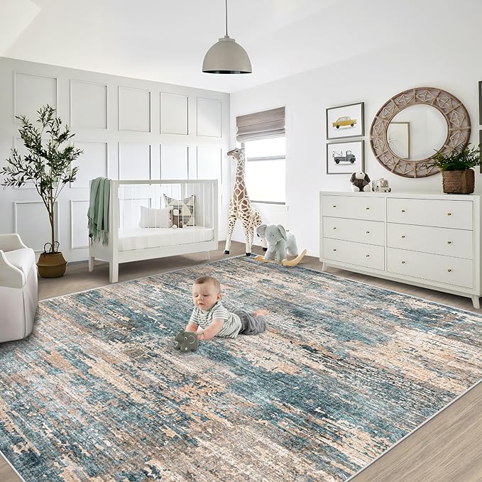 8x10 Area Rugs for Living Room, Washable Modern Abstract Large Area Rug Neutral - Image 6