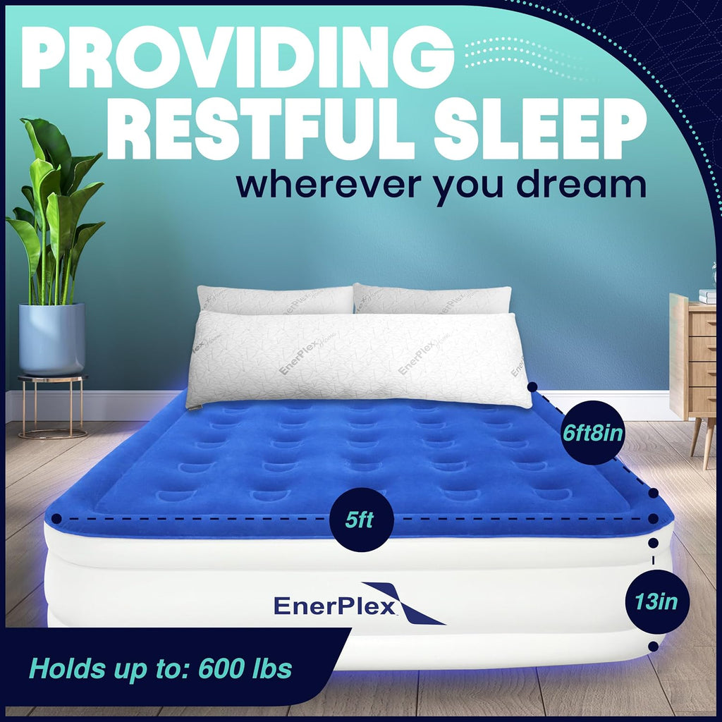 EnerPlex Queen Double Air Mattress with Built-in Pump, 13" Inflatable Bed