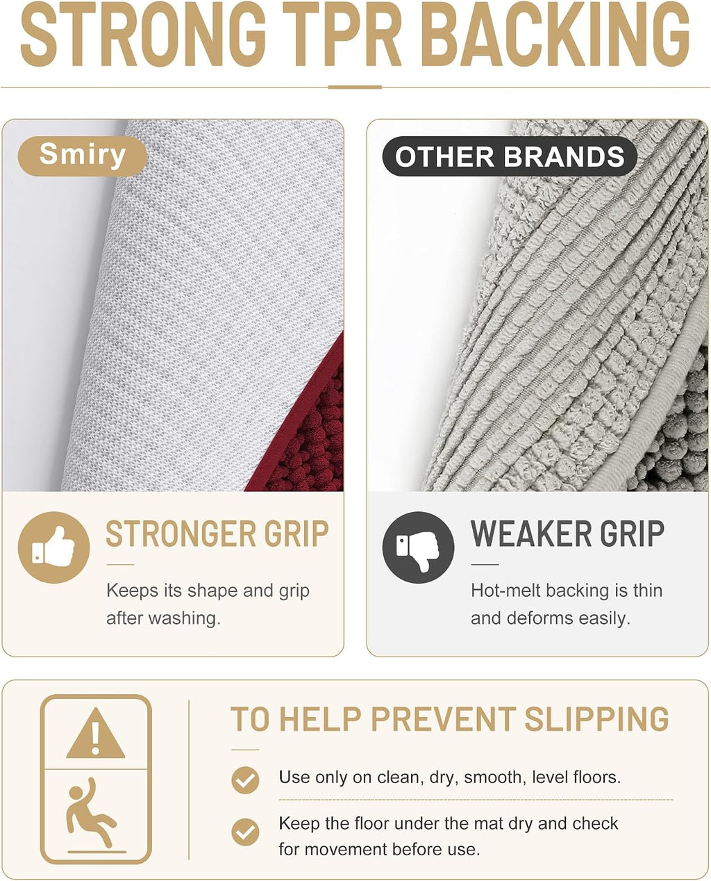 Smiry Thick Bathroom Rugs 24x16, Extra Soft Absorbent Chenille Bath Mat