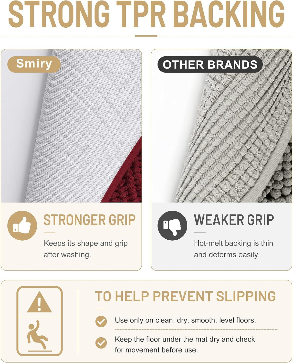 Smiry Thick Bathroom Rugs 24x16, Extra Soft Absorbent Chenille Bath Mat