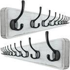 Coat Rack Wall: 24" Long, Patented, Heavy-Duty, 6-Double-Hooks Wooden Wall Mounted Coat Rack Coat Hanger Hook Rail for Winter Coats Hat Jacket Clothing, Natural & Black