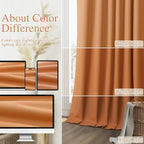 Guken Orange 100% Blackout Linen Curtains 90 Inch Length 2 Panels Set - Image 7