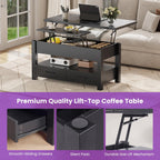 DUMOS 39.4" Convertible Lift Top Coffee Table, 4 in 1 Multifunctional Table