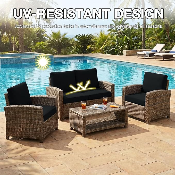 hyha 4Pcs Patio Cushion Covers, Stretch Outdoor Couch Cushion Covers Replacement - Image 6