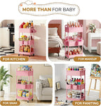 Diaper Cart with Lockable Wheels and Easy Assembly, 3 Tier Pink