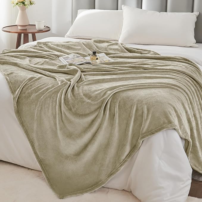 BEDELITE Fleece Blanket Oat Linen Throw Blankets - Image 6