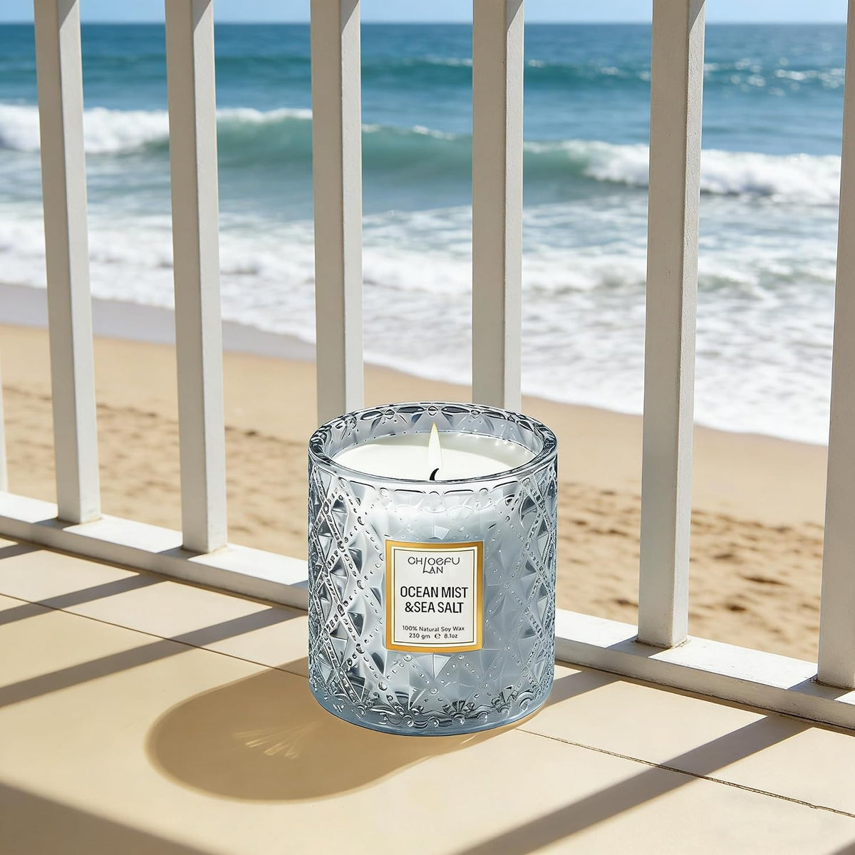 Chloefu LAN Summer California Mist Ocean & Sea Salt Candle, 8.1 oz
