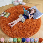Amdrebio Burnt Orange Small Round Circle Rug 3Ft by Amdrebio