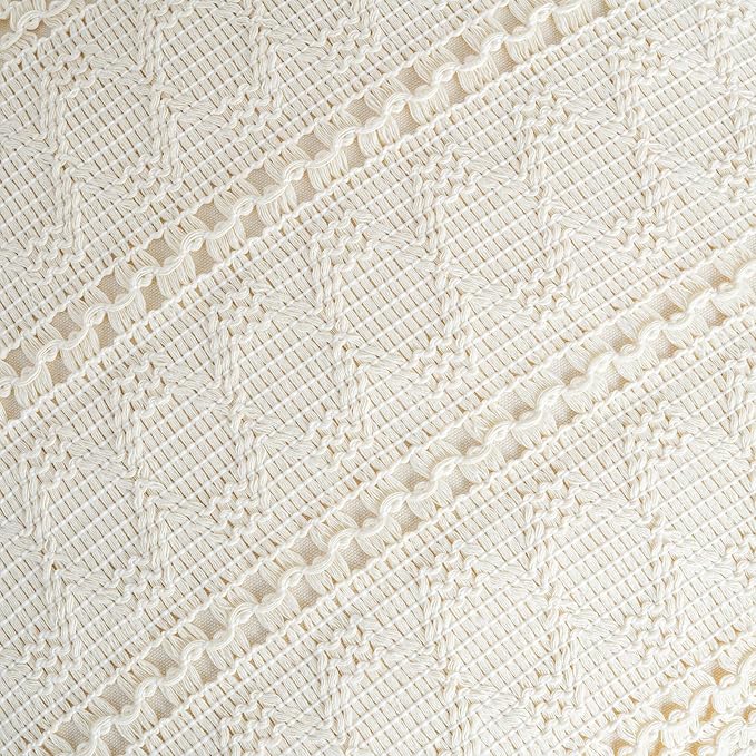 Fancy Homi Set of 1 Boho Cream Lumbar Decorative Throw Pillow Cover 12x20 Inch - Image 4