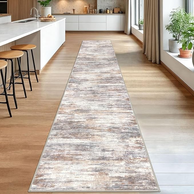 KOZYFLY Modern Abstract Washable Rug Runner 2.6x16 Hallway Rug Runner Non-Slip - Image 3