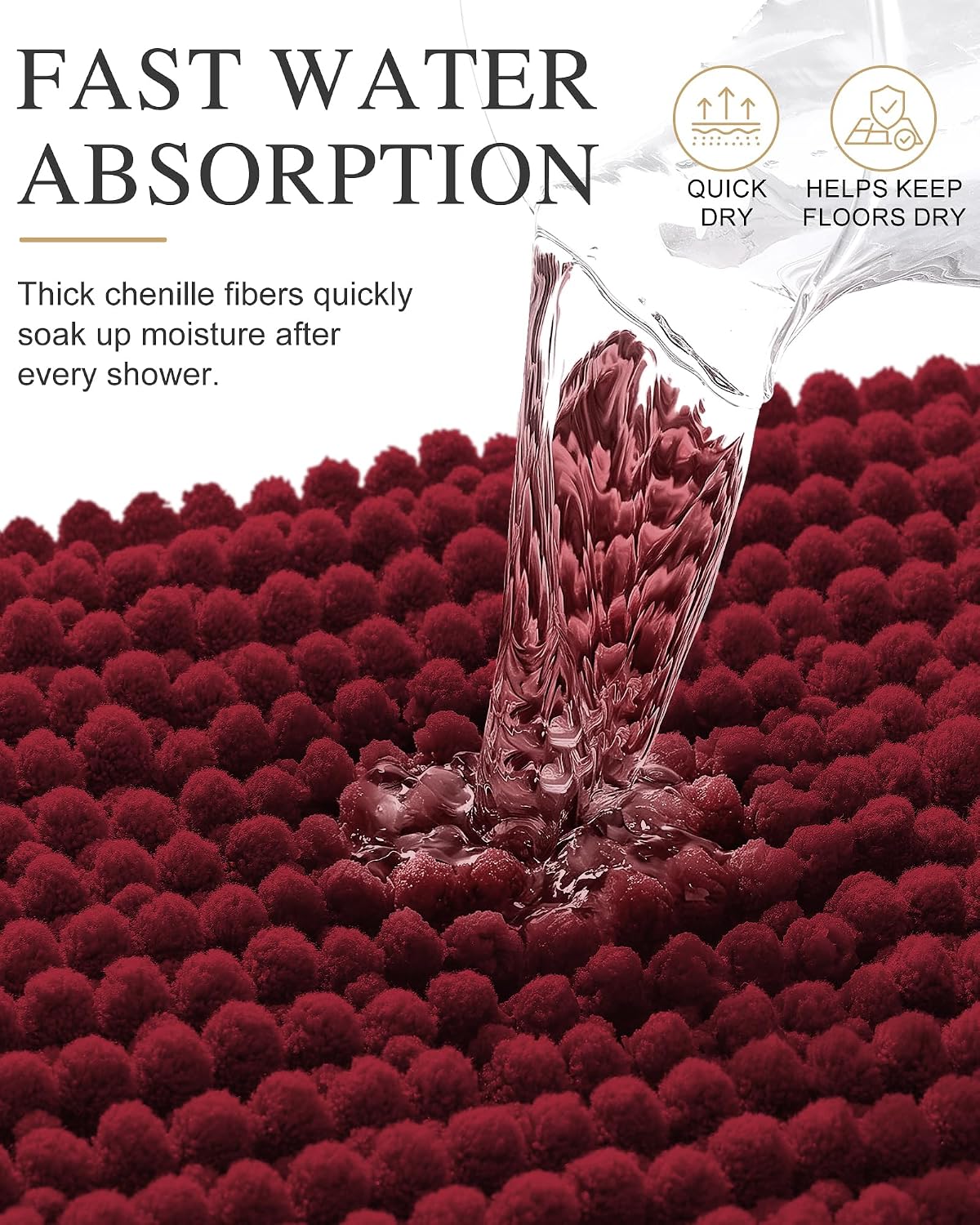 Smiry Thick Bathroom Rugs 24x16, Extra Soft Absorbent Chenille Bath Mat