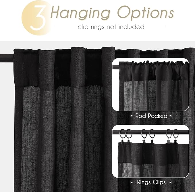 Black Linen Curtains 84 inches Long - Image 5