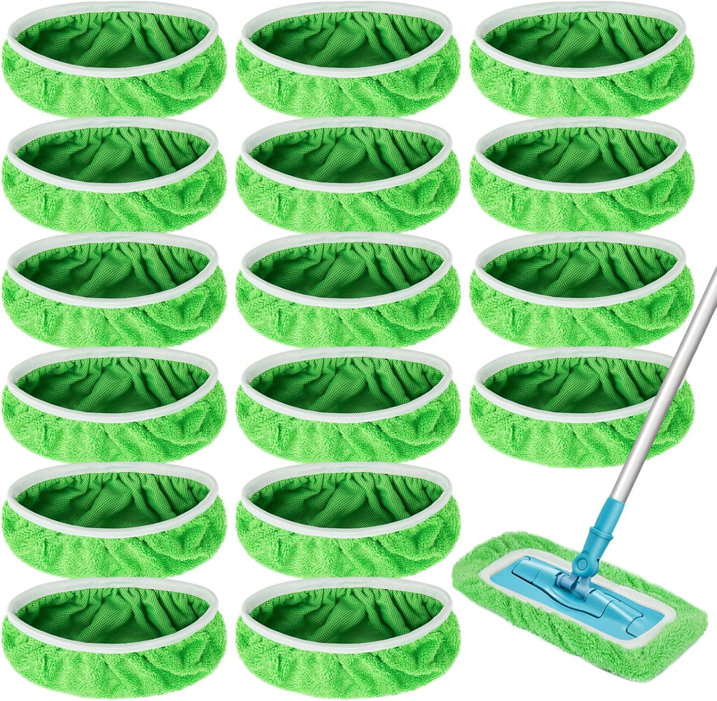 Unoutur Reusable Dry Sweeping Cloths Microfiber Wet Mop Pads Compatible with Swiffer Sweeper Mop Replacement Sweeping Mopping pad Refills for Hardwood Surface Floor Cleaning (16PCS)