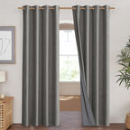 NICETOWN Grizzle Gray Vintage Linen 100% Blackout Curtains - Image 2