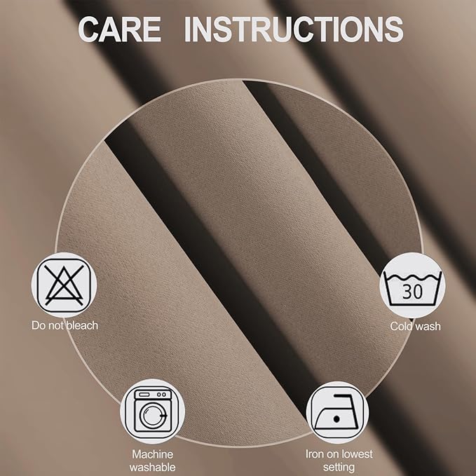 LEMOMO Blackout Curtains 52 x 120 Inch Long Cappuccino Curtains Set of 2 Panels - Image 4