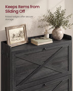 VASAGLE Narrow Shoe Storage Cabinet Organizer with 2 Flip Drawers