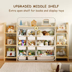 Large Toy Storage Organizer, Top Rack, 6 Side Shelves, 9 Bins