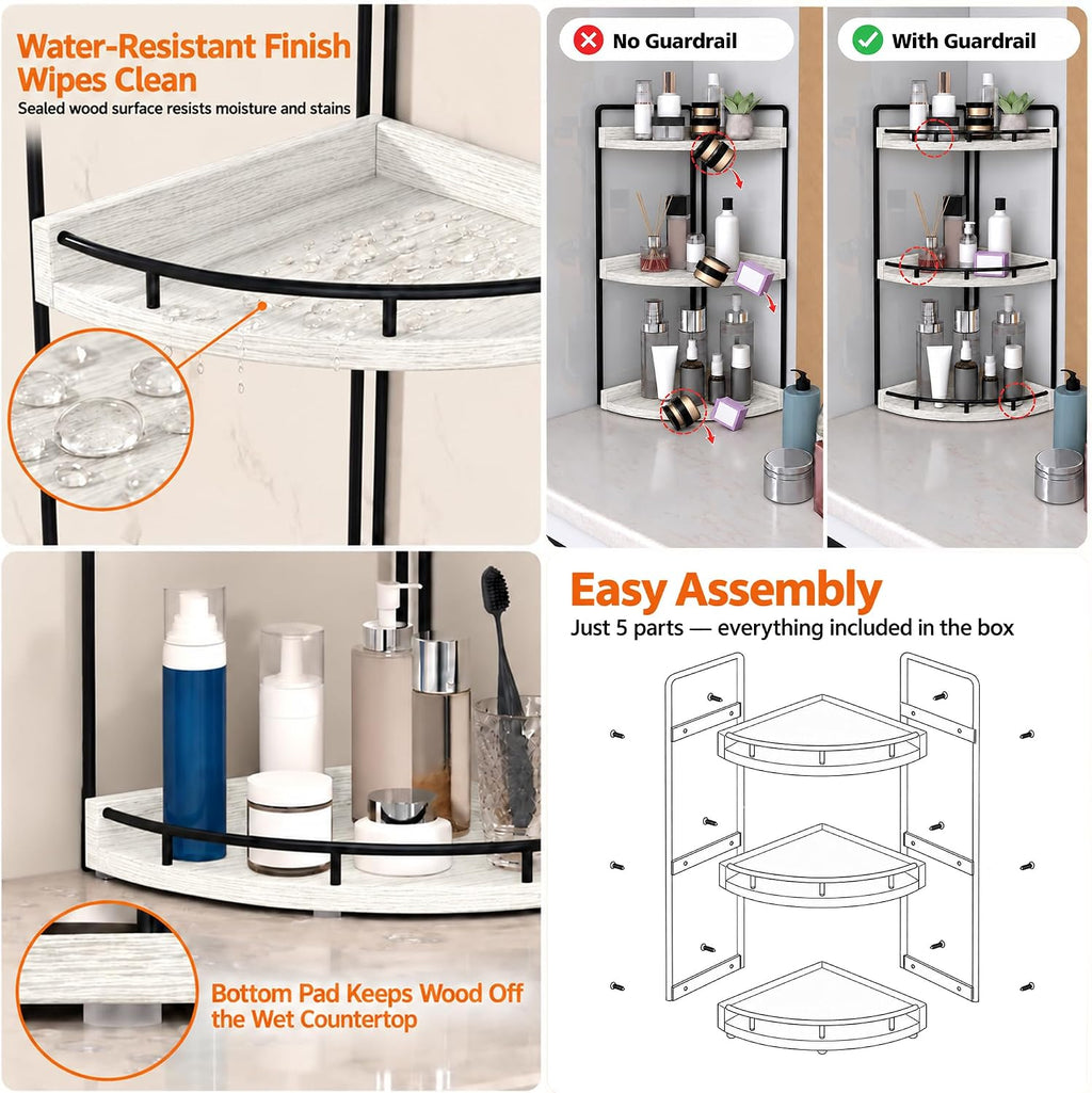 Dorhors Corner Bathroom Organizer Countertop,Vanity Counter Storage Shelf
