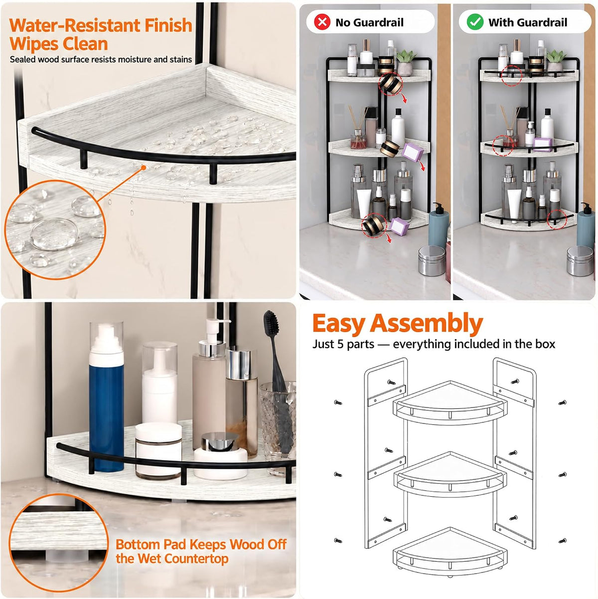 Dorhors Corner Bathroom Organizer Countertop,Vanity Counter Storage Shelf