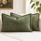 MIULEE Olive Green Corduroy Lumbar Pillow Covers 12x20 Inch 12x20 Inch by MIULEE
