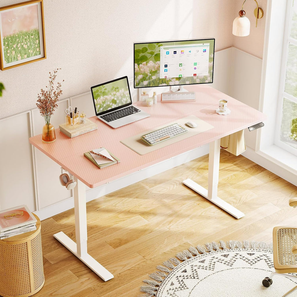 OffiGo 48" Pink Electric Standing Desk Height Adjustable for Home Office