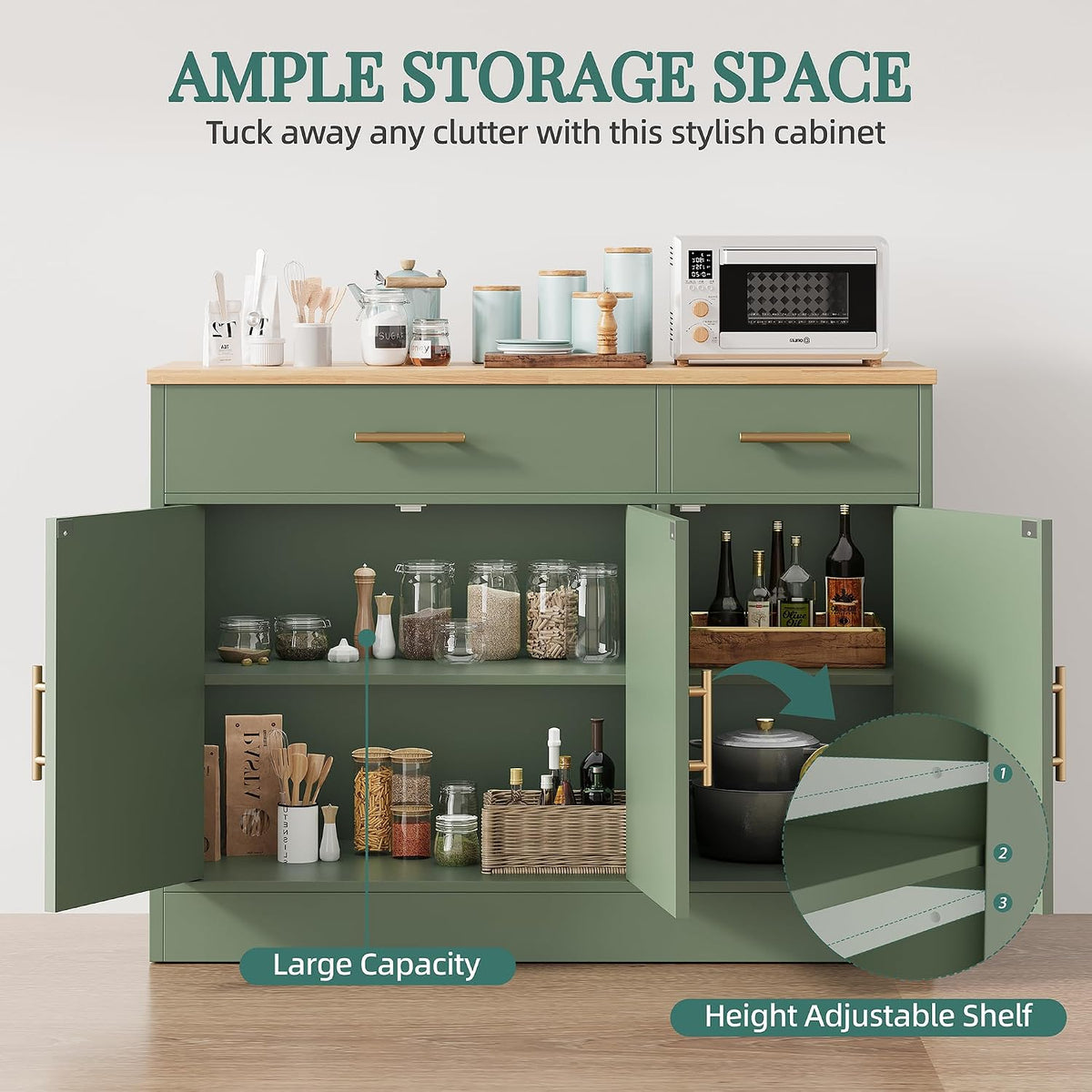 Shintenchi 42" Buffet Cabinet with Storage, Kitchen Barn Door Cabinet