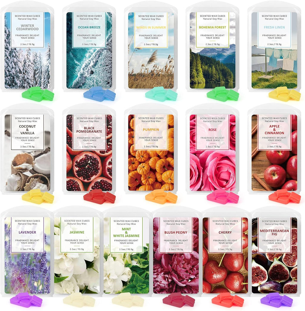 STRN Wax Melts, Scented Soy Wax Cubes Flower & Fruit Fragrance 16 Packs