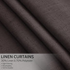 Nanspring Cocoa Coffee Curtains 102 Inches Long, Back Tab Linen Blend Light - Image 2