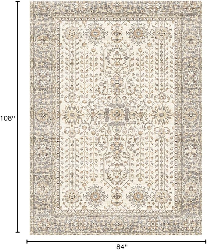7x9 Area Rugs for Living Room, Thin Washable Rug, Non-Slip Foldable Area Rug - Image 2