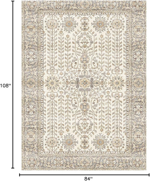 7x9 Area Rugs for Living Room, Thin Washable Rug, Non-Slip Foldable Area Rug - Image 2