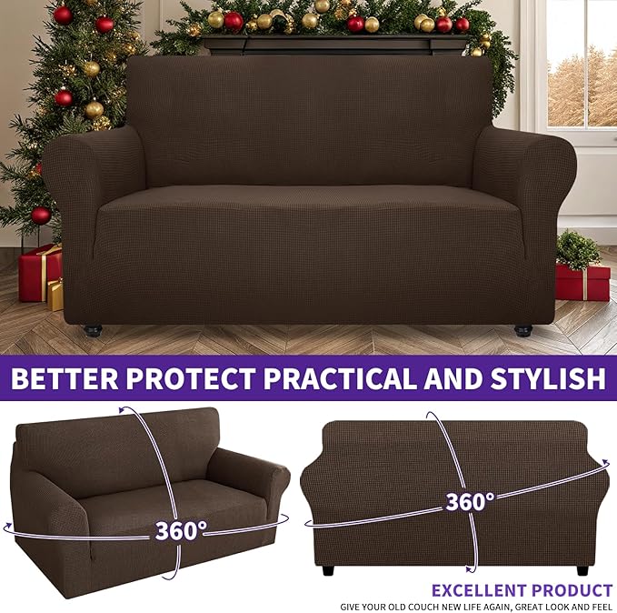 ZNSAYOTX Super Stretch Couch Cover Love Seat Sofa Covers - Image 2