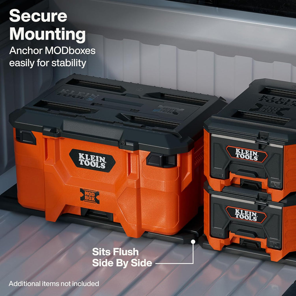 KLEIN TOOLS 54879MB MODbox Wall and Floor Mount, Modular Mounting Bracket Toolboxes, Compact and Full-Size Box Support, Vertical or Horizontal Installation, Durable Steel Organizer