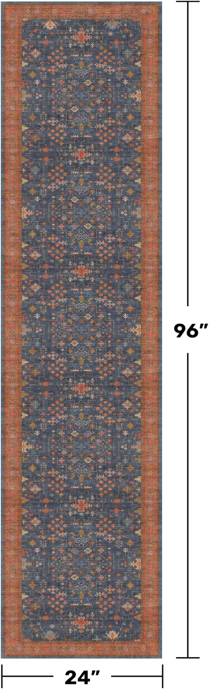 Navy Blue 2x8 Long Runner for Kitchen, 8ft Runner Rugs for Entryway, Washable - Image 2