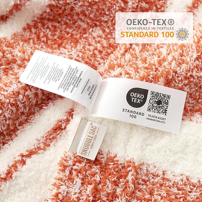 Snuggle Sac Orange Bedding Blanket Ultra Soft Microfiber, Warm Cozy Knit - Image 3