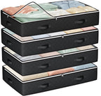 Budding Joy 60L Under Bed Storage Containers, 4 Pack Closet Organizers Grey
