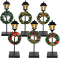 NEROSUN Christmas Table Decorations, 6Pcs Wreath and Lantern Standing Wooden Tabletop Decorations Signs, Merry Christmas Table Toppers for Xmas Home Winter Holiday Party Indoor Decor