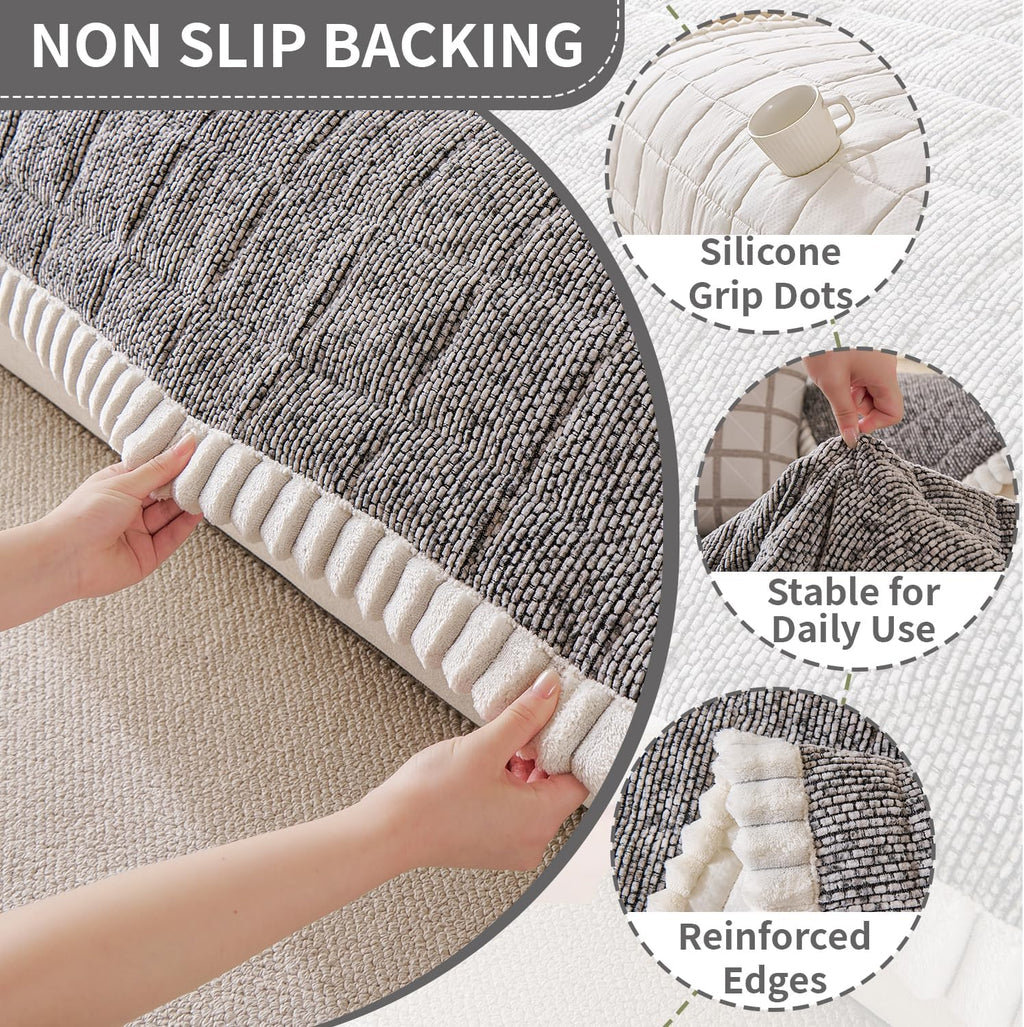 Chenille Dog Couch Cover, Non Slip Sofa Protector, Dark Gray 35"x62"