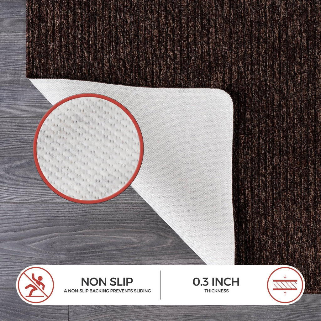 Luul Home Non Slip Brown Solid Rubber Back Thin Door Mat for Entryway 2x3 for Kitchen, Rug for Bathroom, Stain Resistant Easy Cleaning Non Shedding Carpet Brown 2 x 3