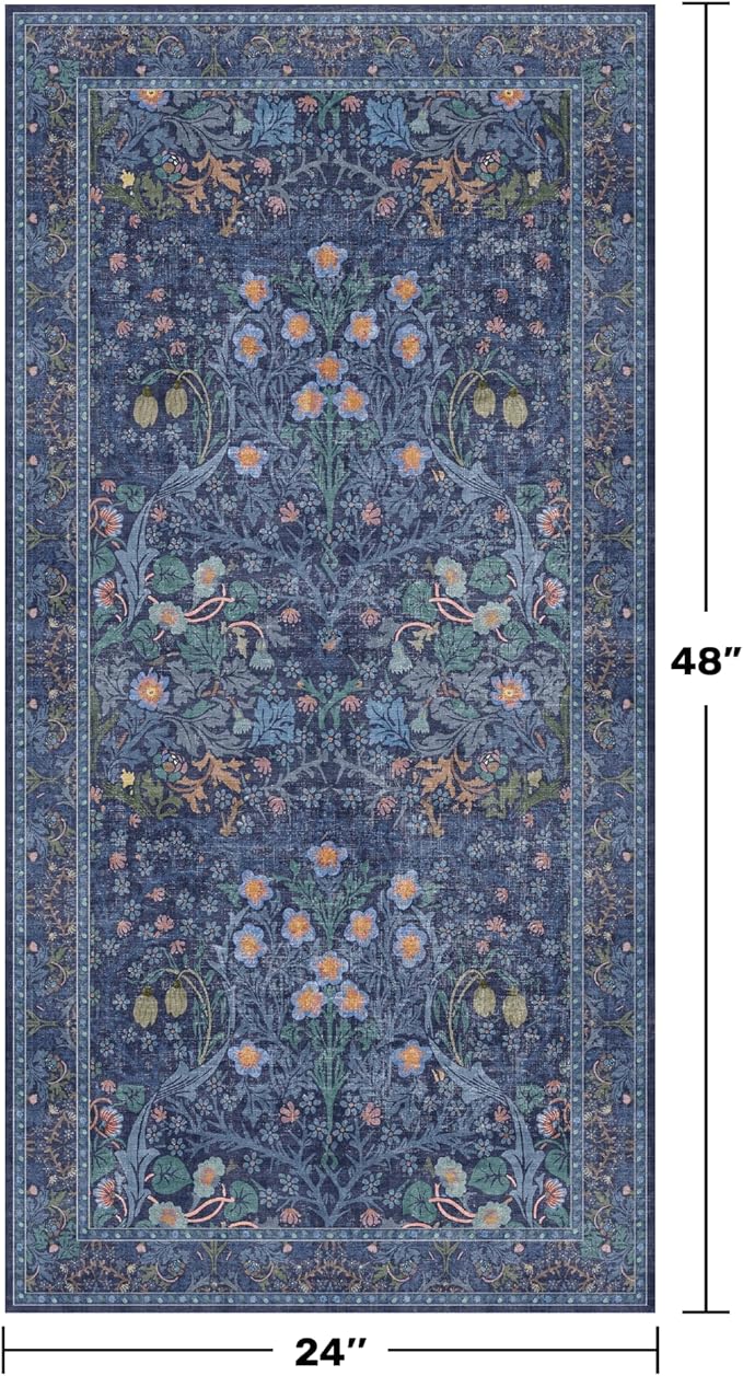 Dark Blue Washable 2x4 Entry Rug - Image 2
