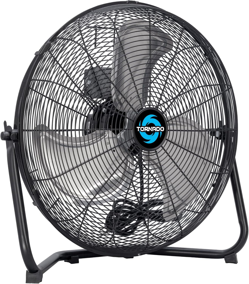 Tornado 18" High Velocity Floor Fan Industrial Metal 3-Speed Heavy Duty Cooling Fan for Workshop, Garage, Home, Office, 120° Tilt Adjustment, 6ft Cord, Black