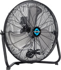Tornado 18" High Velocity Floor Fan Industrial Metal 3-Speed Heavy Duty Cooling Fan for Workshop, Garage, Home, Office, 120° Tilt Adjustment, 6ft Cord, Black