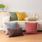 Pack of 2 Corduroy Decorative Throw Pillow Covers 24x24 InchSoft Striped Pillow - Image 7