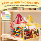 8 Packs 3 Colors Large Toy Storage Bags with Zipper and Labels, Clear PVC Waterproof Toy Organizers Bags for Board Games, Puzzles Pieces, Building Blocks, Handmade Accessories